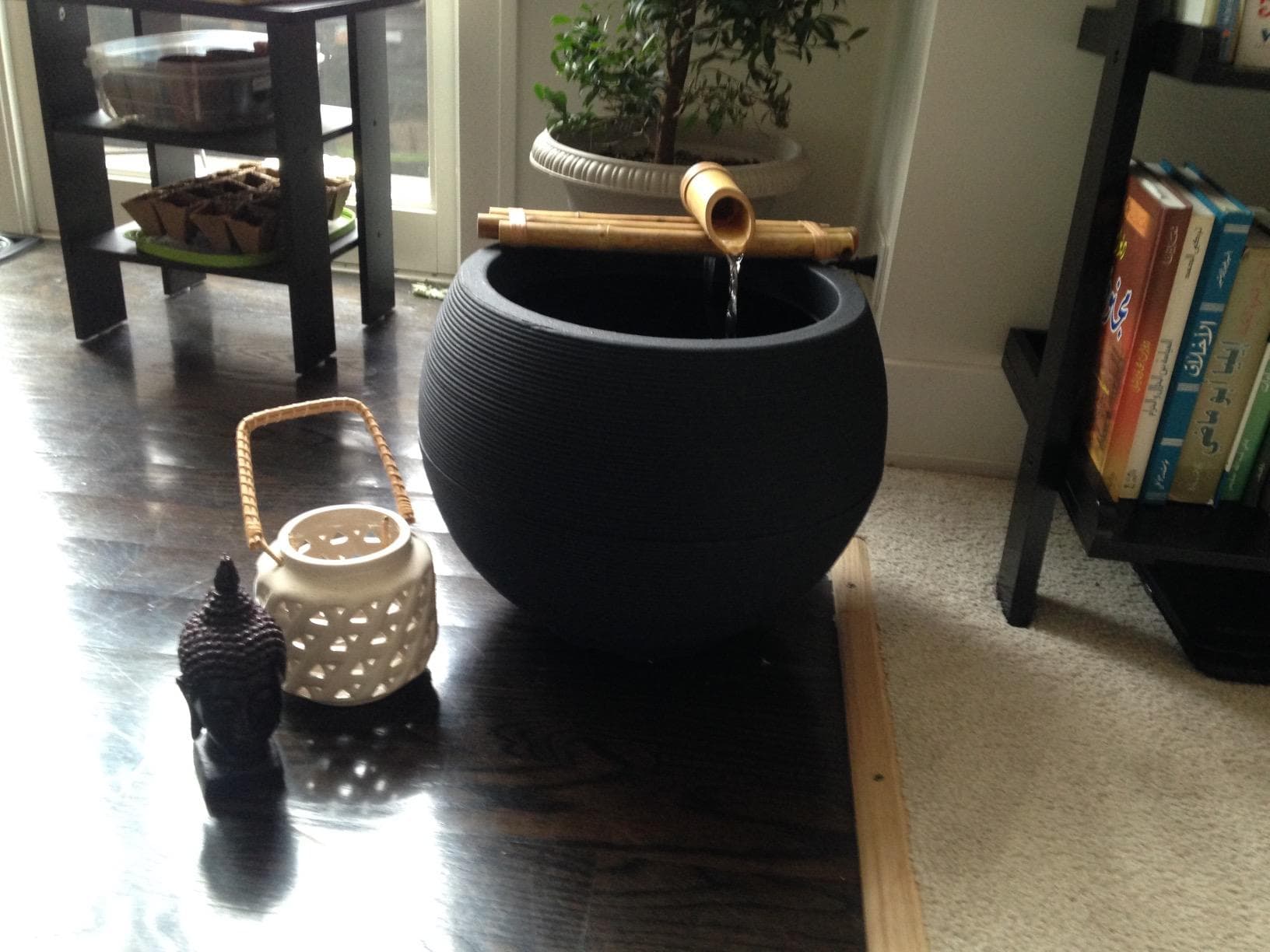 Customer bamboo fountain installation