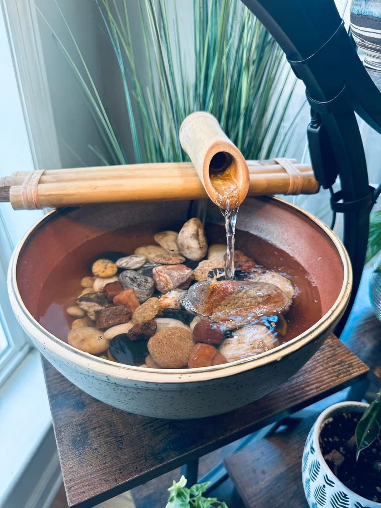 Customer bamboo fountain installation